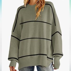 Green & Black Stripped Sweater